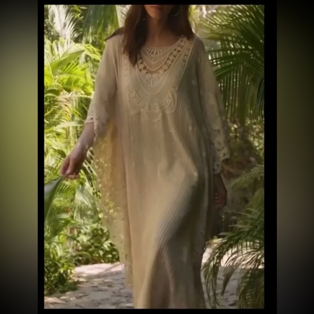 Soft Surroundings Martinique Breeze Caftan in Cream 
size Large/XL - Picture 6 of 12